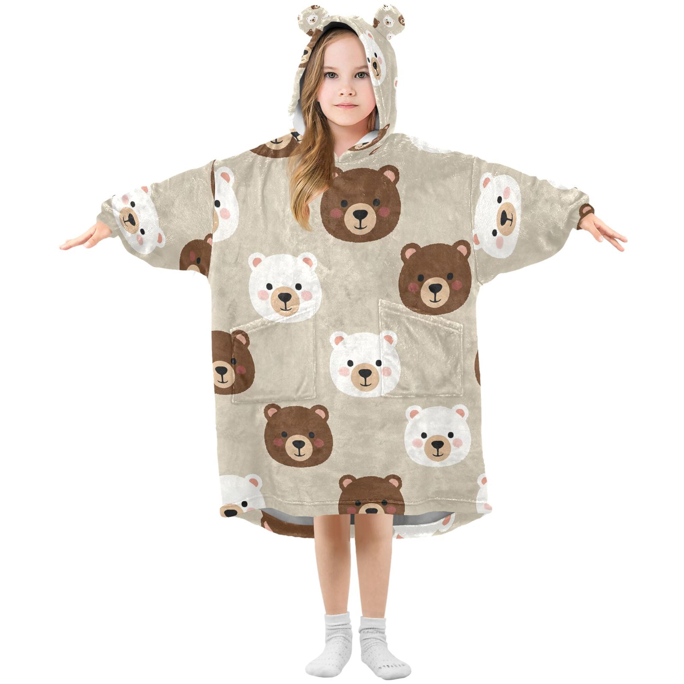 joogoo Wearable Blanket Hoodie for Cute Bears Oversized Sherpa Hooded 3-14 YR M