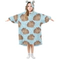 thumbnail image 1 of joogoo Wearable Blanket Hoodie for Cute Capybara Blue Flannel Sherpa Pocket 3-14 YR S, 1 of 7