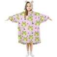thumbnail image 1 of joogoo Wearable Blanket Hoodie for Cute Frogs Bees Flannel Sherpa Pocket 3-14 YR S, 1 of 7