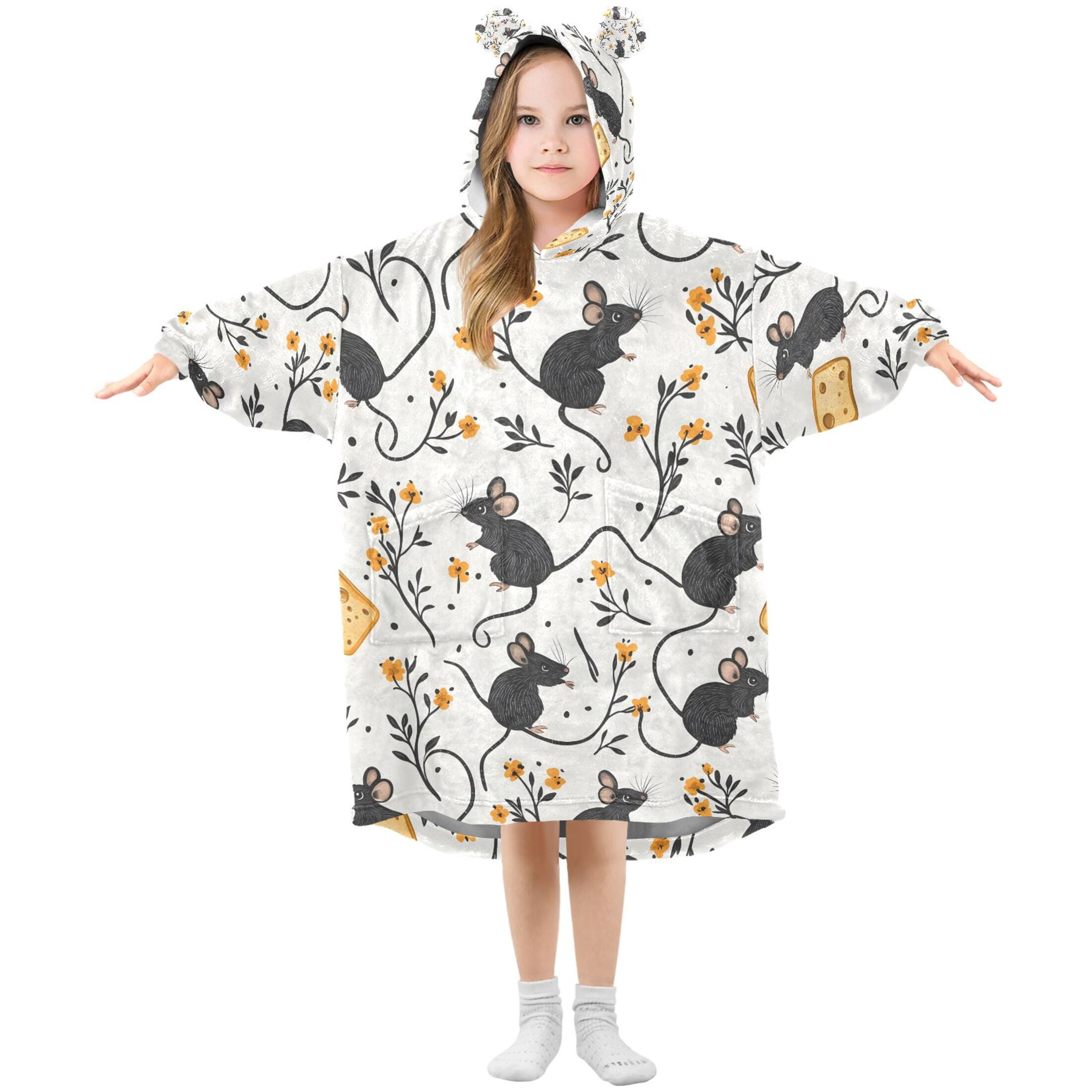 joogoo Wearable Blanket Hoodie for Cute Mouse Rat Oversized Sherpa Hooded 3-14 YR M