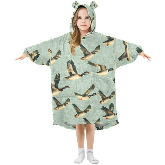 joogoo Wearable Blanket Hoodie for Ducks Flying Oversized Sherpa Hooded 3-14 YR M