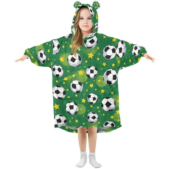 joogoo Wearable Blanket Hoodie for Football Stars Cartoon Oversized Sherpa Hooded 3-14 YR M