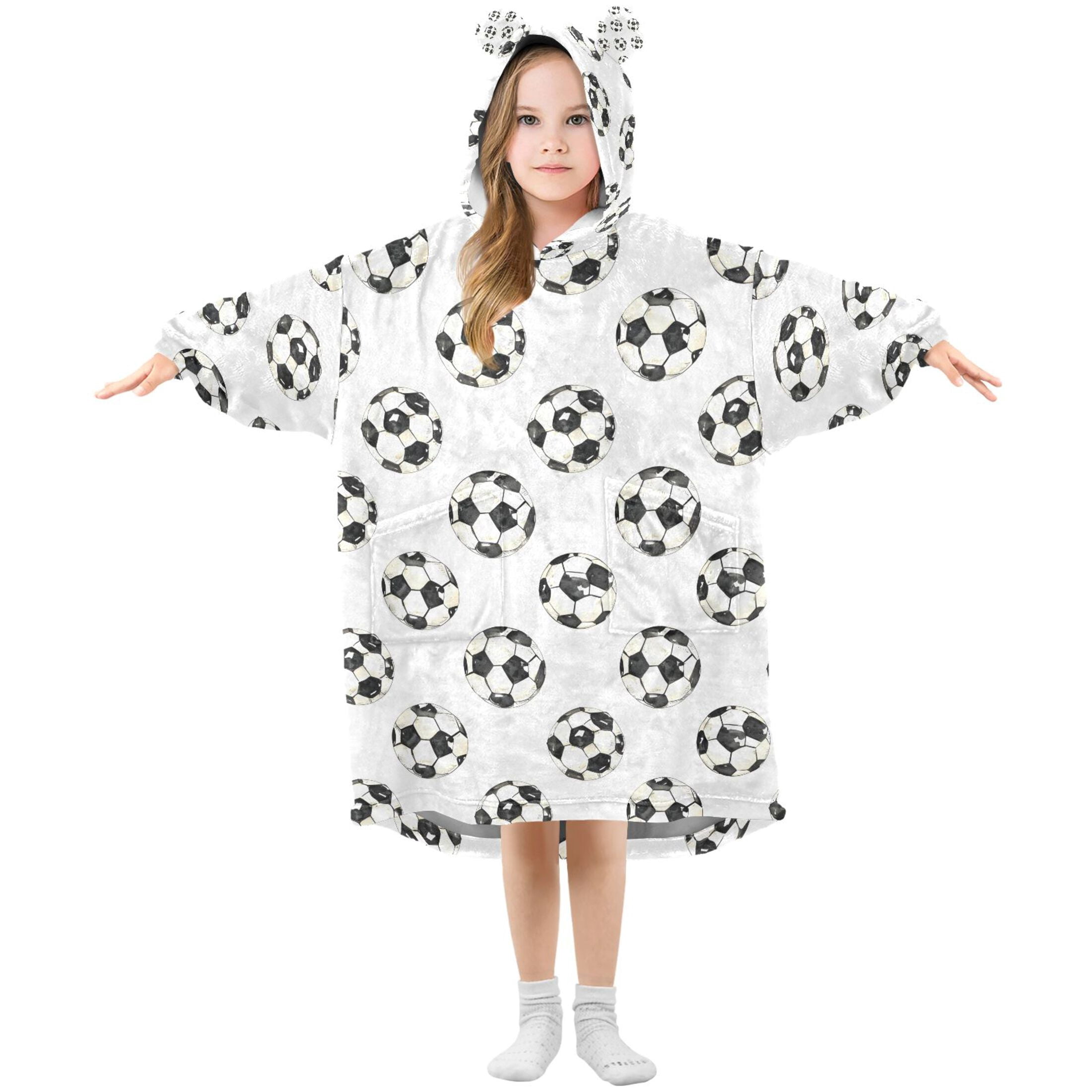joogoo Wearable Blanket Hoodie for Footballs-z1 Flannel Sherpa Pocket 3-14 YR S