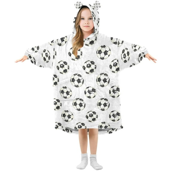 joogoo Wearable Blanket Hoodie for Footballs-z1 Flannel Sherpa Pocket 3-14 YR S