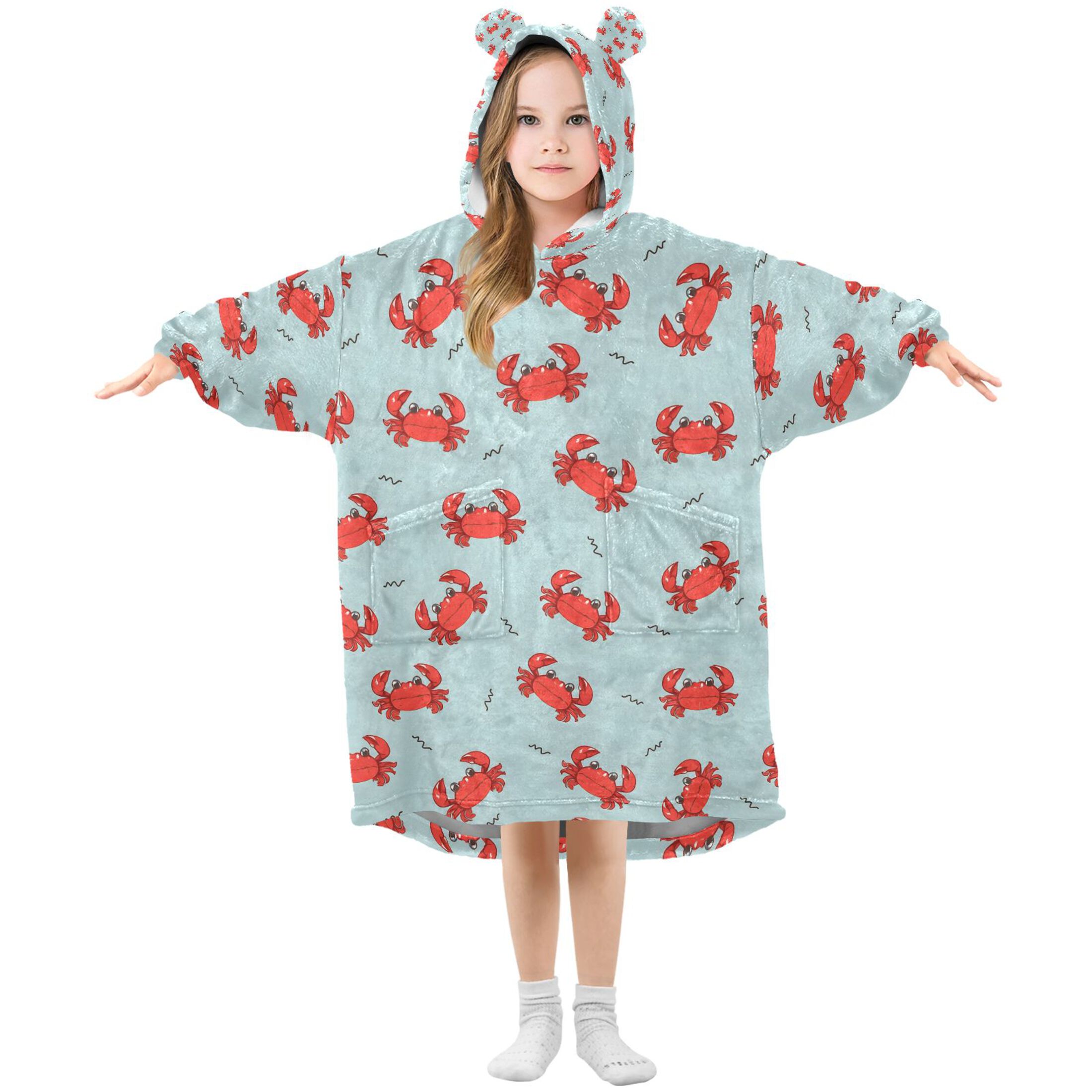 joogoo Wearable Blanket Hoodie for Funny Crabs Oversized Sherpa Hooded 3-14 YR M