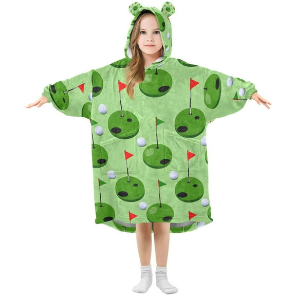 joogoo Wearable Blanket Hoodie for Golf Ball and Flag Oversized Sherpa Hooded 3-14 YR M