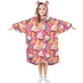 thumbnail image 1 of joogoo Wearable Blanket Hoodie for Ice Cream Pink Flannel Sherpa Pocket 3-14 YR S, 1 of 7