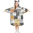 thumbnail image 1 of joogoo Wearable Blanket Hoodie for Kids Cute Cat Face Flannel Oversized Sweatshirt 3-14 Years M, 1 of 7