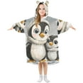 thumbnail image 1 of joogoo Wearable Blanket Hoodie for Kids Cute Penguins Flannel Oversized Sweatshirt 3-14 Years S, 1 of 7