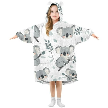 joogoo Wearable Blanket Hoodie for Kids Koala on Branch Flannel Oversized Sweatshirt 3-14 Years S