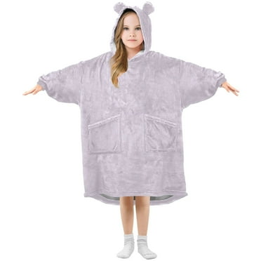 joogoo Wearable Blanket Hoodie for Kids Light Purple Background Flannel Oversized Sweatshirt 3-14 Years S