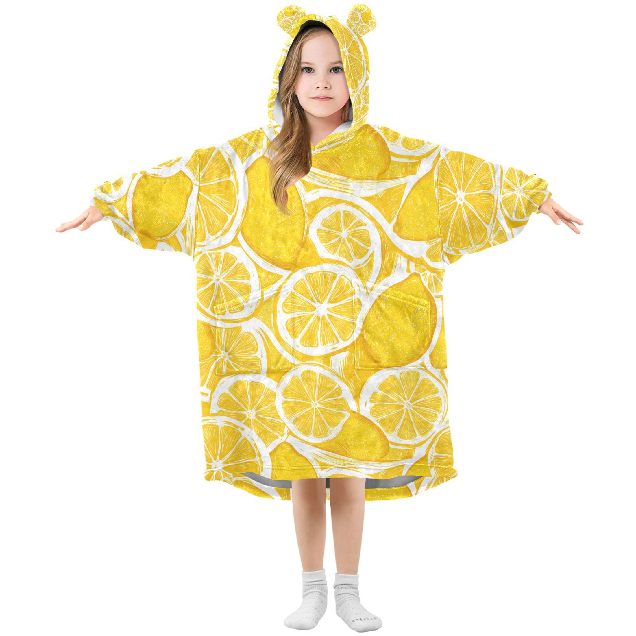 joogoo Wearable Blanket Hoodie for Lemon Fruits Oversized Sherpa Hooded 3-14 YR M