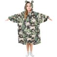 thumbnail image 1 of joogoo Wearable Blanket Hoodie for Pugs Dog Palm Leaves Oversized Sherpa Hooded 3-14 YR M, 1 of 7