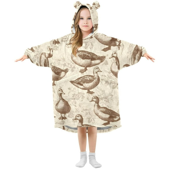 joogoo Wearable Blanket Hoodie for Retro Ducks Oversized Sherpa Hooded 3-14 YR M