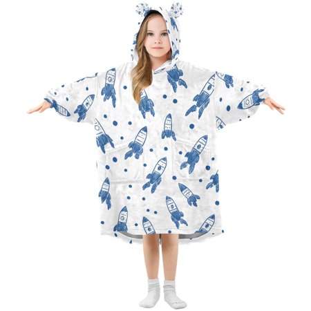 joogoo Wearable Blanket Hoodie for Rockets Oversized Sherpa Hooded 3-14 YR M