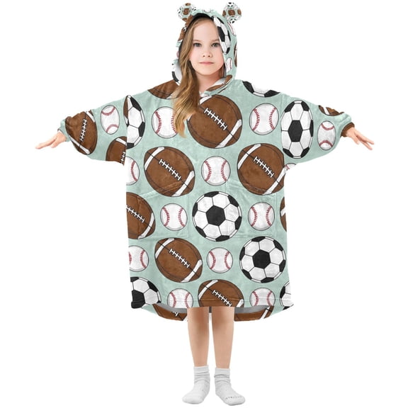 joogoo Wearable Blanket Hoodie for Rugby Football Baseball Flannel Sherpa Pocket 3-14 YR S
