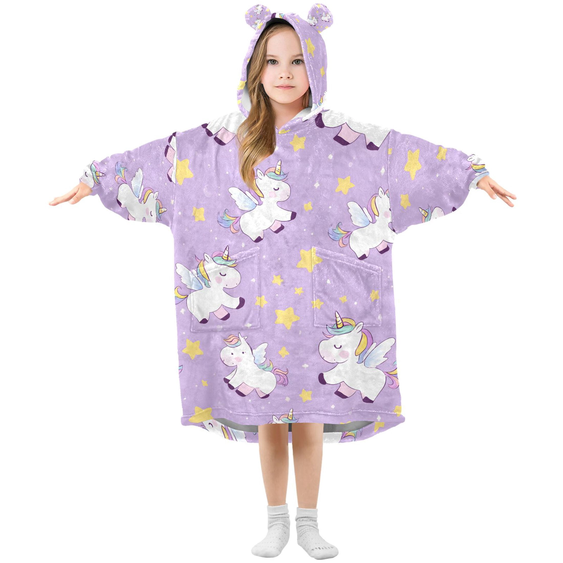 joogoo Wearable Blanket Hoodie for Unicorn Cute Star Flannel Sherpa Pocket 3-14 YR S