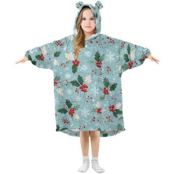 joogoo Wearable Blanket Snowflakes Christmas Berry Hoodie for Oversized Sherpa Hooded 3-14 YR M