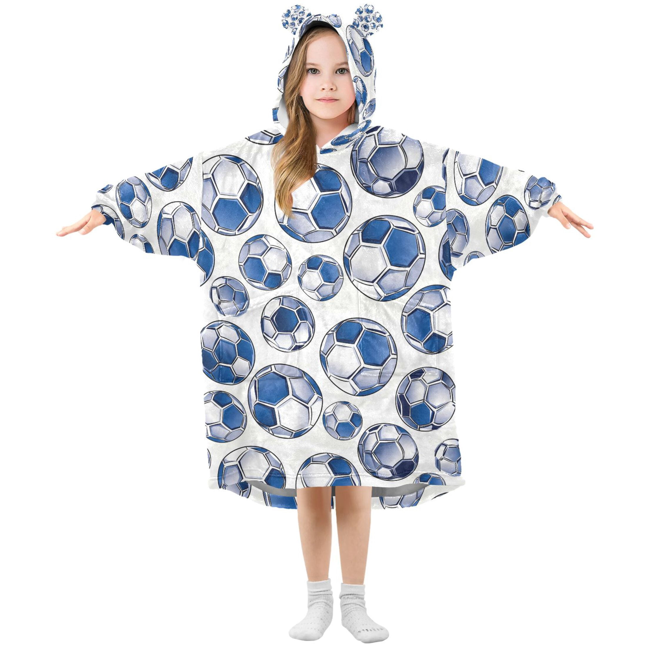 joogoo Wearable Blanket Soccer Balls Hoodie for Oversized Sherpa Hooded 3-14 YR M