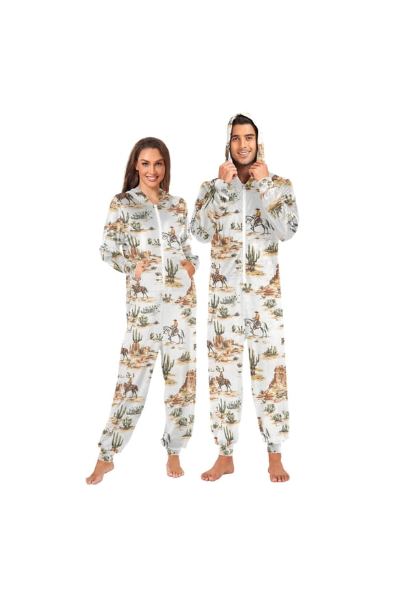 Western Cowboy Horses Unisex Adults Onesies Pajamas Jumpsuits M