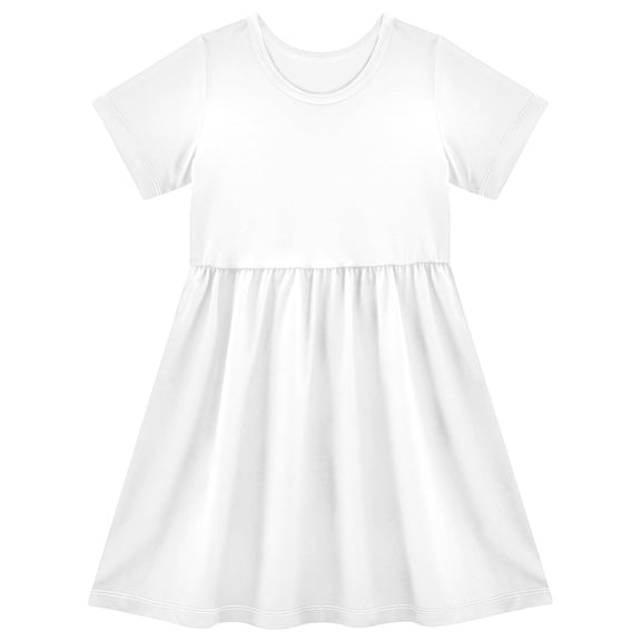 joogoo White Girls' Short Sleeve Dress Kids Dresses 5-6T