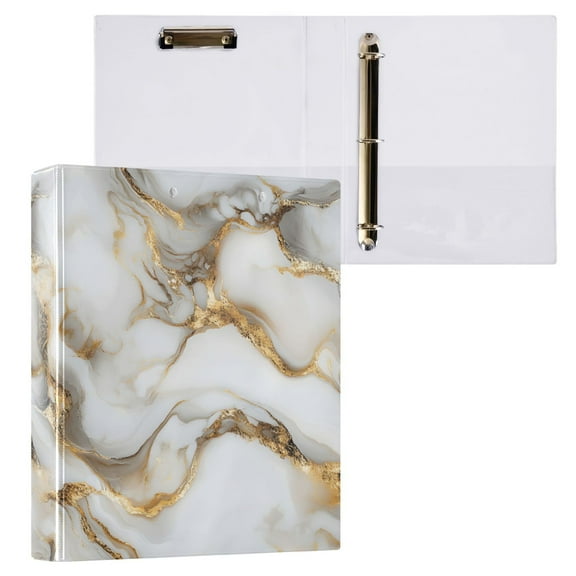 joogoo White Marble Hardcover 3 Ring Binder 1.5" Round Rings Interior Pockets Binders Organizer 1 Pack