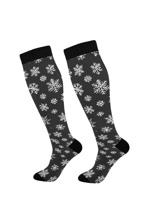 White Snowflakes Long Socks Women Men Knee High Sock