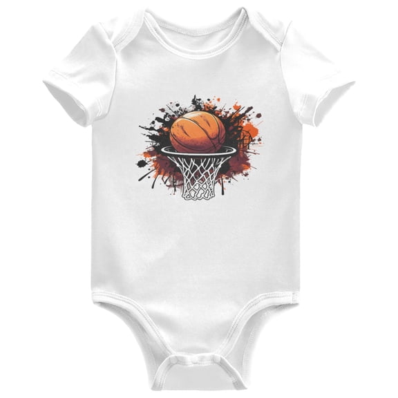 joogoo White Splash Basketball Pattern Baby Bodysuits Short Sleeve Cotton Onesies Clothes 18Months