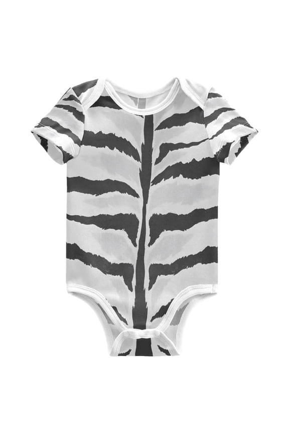 White Tigers Stripes Pattern Baby Bodysuits Short Sleeve Cotton Onesies Clothes 3Months