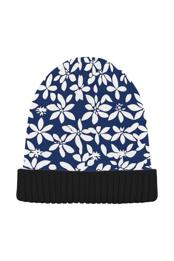 Wildflower Floral Beanie Hats Cuffed Winter Warm Knit Thick Beanies