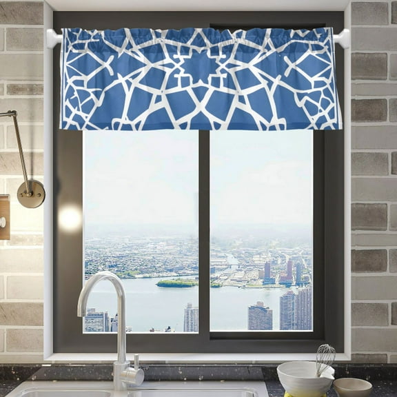 joogoo Window Valance Moroccan Artistic Pattern Kitchen Farmhouse Rod Pocket Short Curtain 54x18 inch