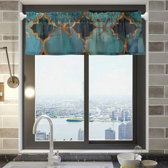 joogoo Window Valance Moroccan Print Kitchen Farmhouse Rod Pocket Short Curtain 54x18 inch