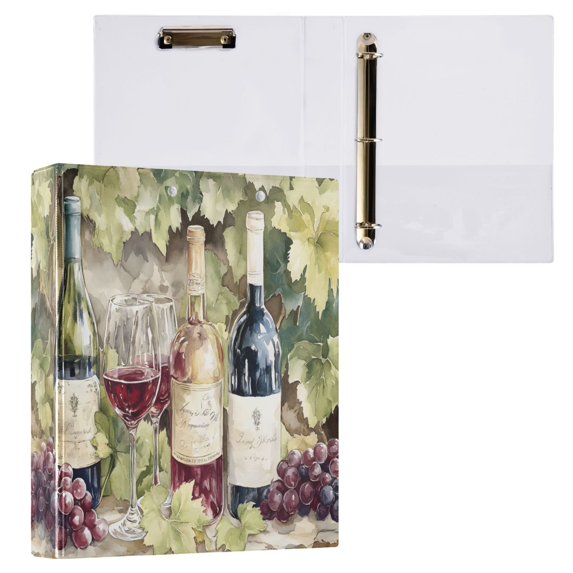 joogoo Wines Hardcover 3 Ring Binder 1.5" Round Rings Interior Pockets Binders Organizer 1 Pack