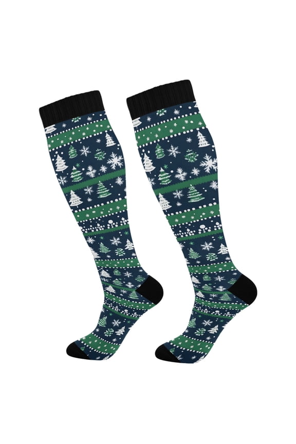 Winter Christmas Tree Snowflake Socks Women Men Knee High Sock