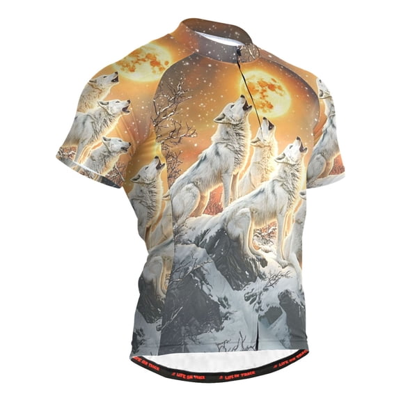 joogoo Wolf at Sunset Men's Cycling Jerseys Mountain Bike Short Sleeve Tops 3XL