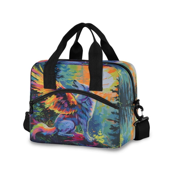 joogoo Wolf with Wing Insulated Lunch Bags Reusable Cooler Box with Shoulder Strap