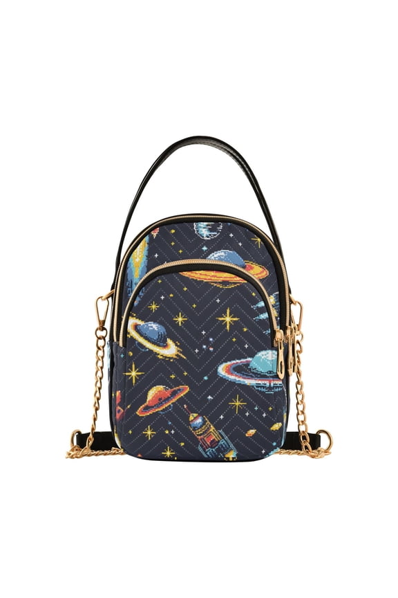 Women Aliens and Space Chain Crossbody Bags Shoulder Handbag Phone Purse