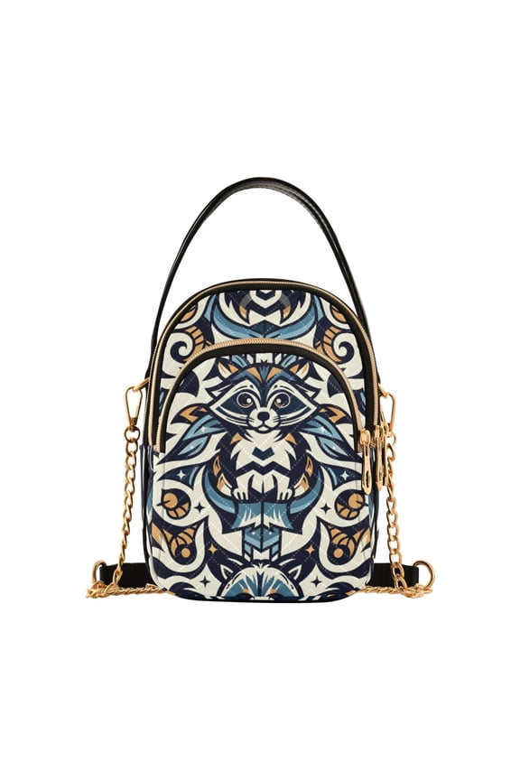 Women Animal Raccoon Icon Chain Crossbody Bags Shoulder Handbag Phone Purse
