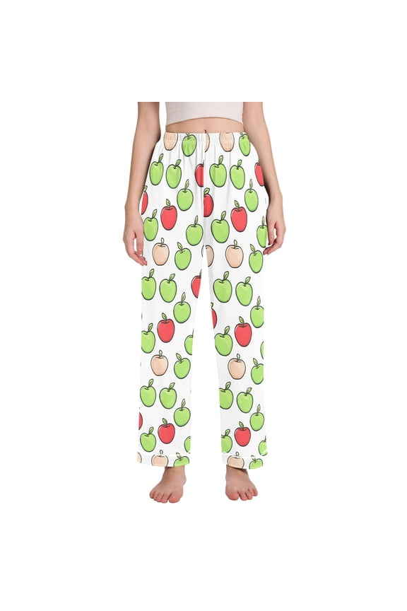 Women Apples Fruits Pajamas Pants Lounge Bottoms Pjs with Pockets L