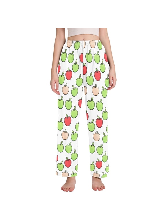 Women Apples Fruits Pajamas Pants Lounge Bottoms Pjs with Pockets XL