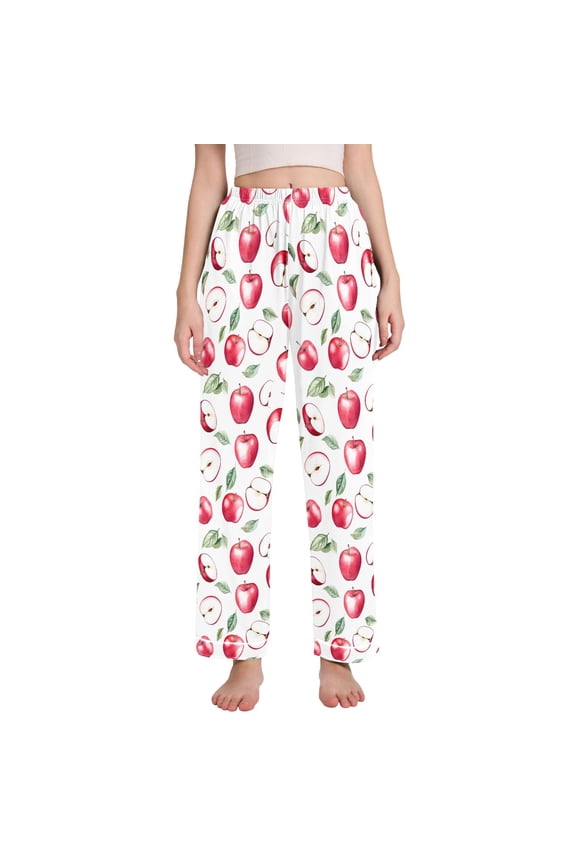 Women Apples Pattern Pajamas Pants Lounge Bottoms Pjs with Pockets XXL
