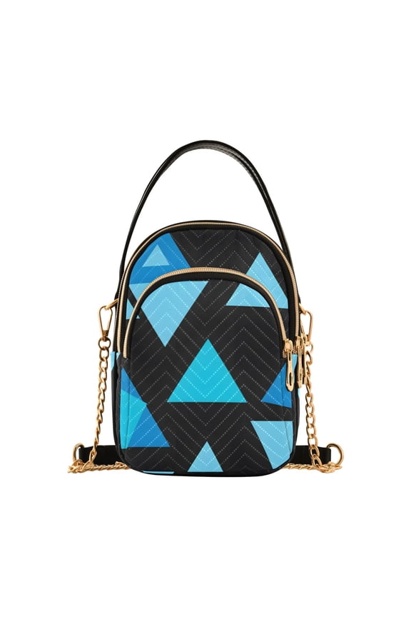 Women Art Geometric Triangle and Line Chain Crossbody Bags Shoulder Handbag Phone Purse