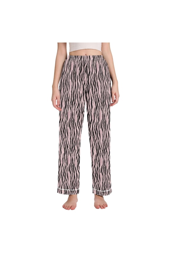 Women Art Zebras Print-1 Pajamas Pants Lounge Bottoms Pjs with Pockets L