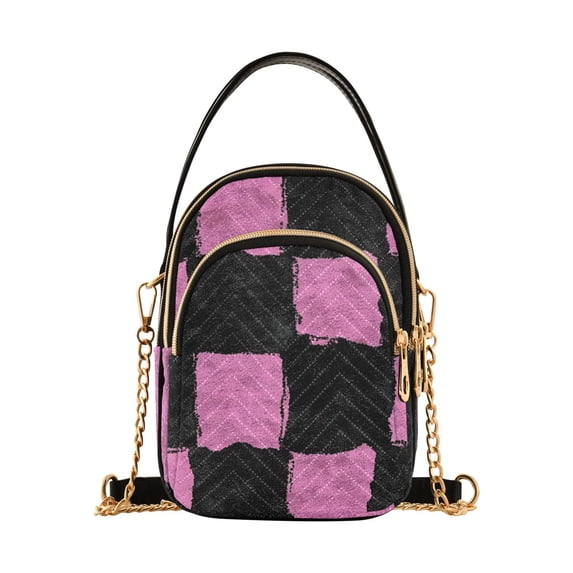 joogoo Women Artistic Checkered Paint Chain Crossbody Bags Shoulder Handbag Phone Purse