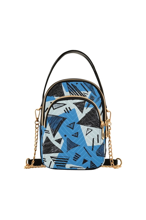 Women Artistic Geometric Triangle and Line Chain Crossbody Bags Shoulder Handbag Phone Purse