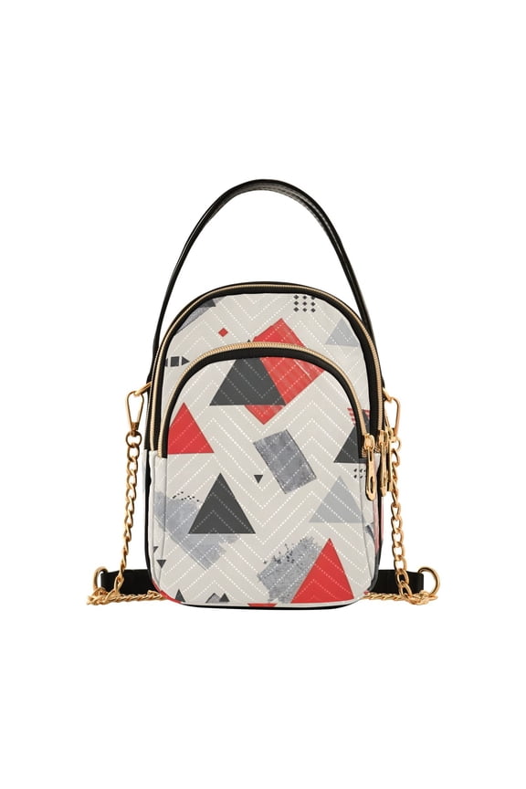 Women Artistic Triangle Geometry Chain Crossbody Bags Shoulder Handbag Phone Purse
