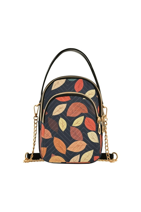 Women Autumn Fall Leaf Chain Crossbody Bags Shoulder Handbag Phone Purse