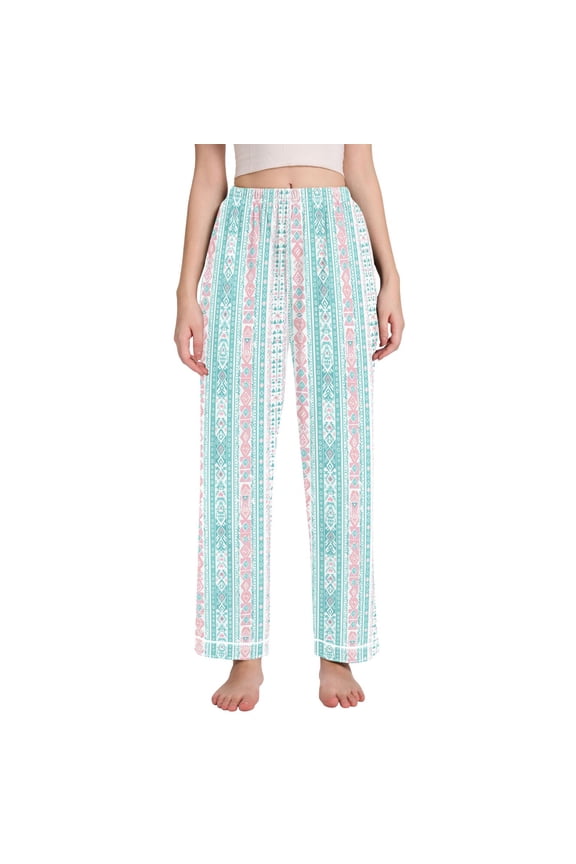 Women Aztec Geometric Abstract Pajamas Pants Lounge Bottoms Pjs with Pockets S