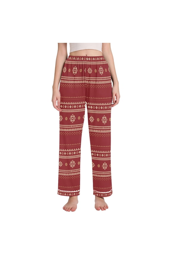 Women Aztec Geometric Pajamas Pants Lounge Bottoms Pjs with Pockets S