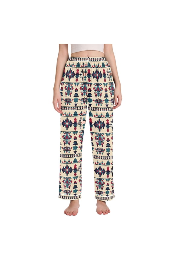 Women Aztec Geometric Pajamas Pants Lounge Bottoms Pjs with Pockets S